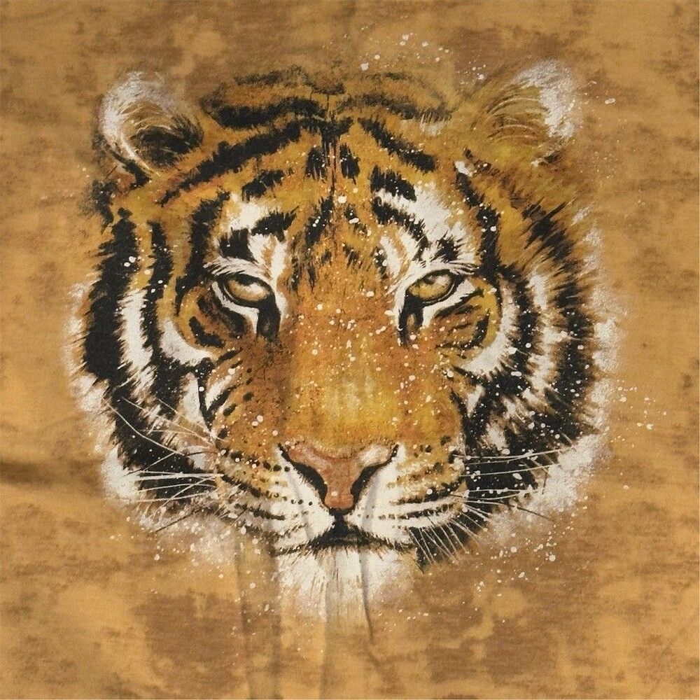 Caution To The Wind Women's L Tiger Graphic T-Shirt Dress Nightgown Gold